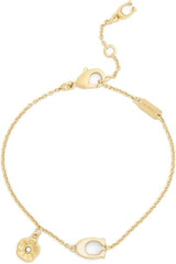 Coach Signature C Tea Rose Charm Strand Flex Bracelet