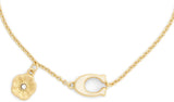 Coach Signature C Tea Rose Charm Strand Flex Bracelet
