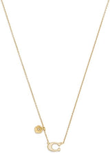 Coach Signature C Tea Rose Short Pendant Necklace