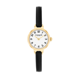 COACH Womens Iris Gold-Tone Black Leather Watch