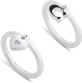 Coach Signature C Heart Charm Duo Ring Set - Size 7