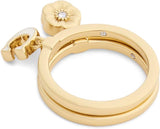 Coach Signature C Tea Rose Charm Duo Ring Set - Size 7