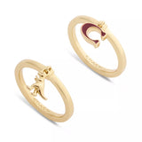 Coach Signature C Rexy Charm Duo Ring Set - Size 6