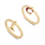 Coach Signature C Rexy Charm Duo Ring Set - Size 7