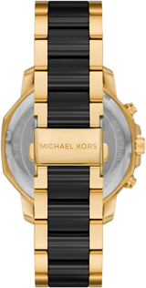 Michael Kors Mens Prescott Chronograph Black Ceramic and Gold-Tone Watch