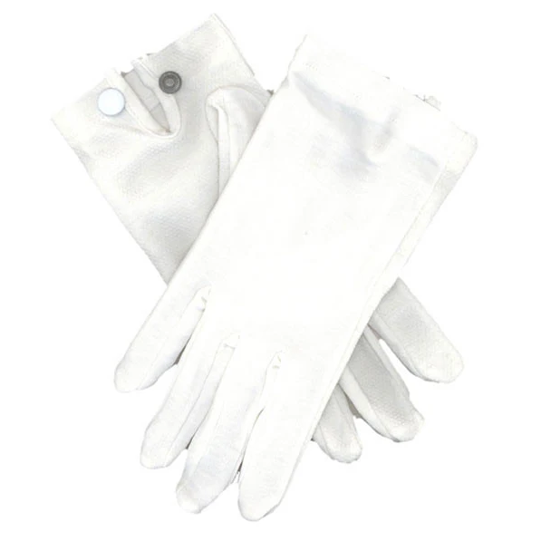 Vanguard Gloves: Snap Wrist Gloves - White Cotton - Size XLarge