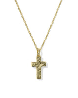 Kendra Scott Cross Gold Pendant Necklace - Light Blue Dichroic Glass