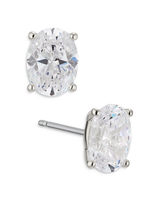 Nadri Modern Love Large Oval Cubic Zirconia Silver Stud Earrings