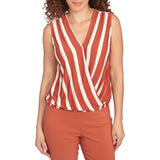 Skye's The Limit Womens Faux Wrap Stripe Sleeveless Top