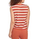 Skye's The Limit Womens Faux Wrap Stripe Sleeveless Top