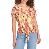 Skye's The Limit Womens Tie Dye Front Tie Short Sleeve Top