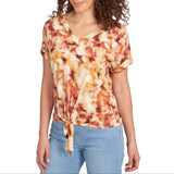 Skye's The Limit Womens Tie Dye Front Tie Short Sleeve Top