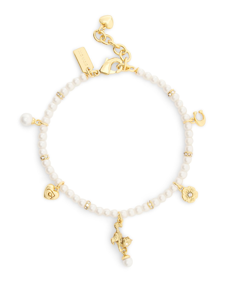 COACH Mini Cat Pearl Charms Bracelet
