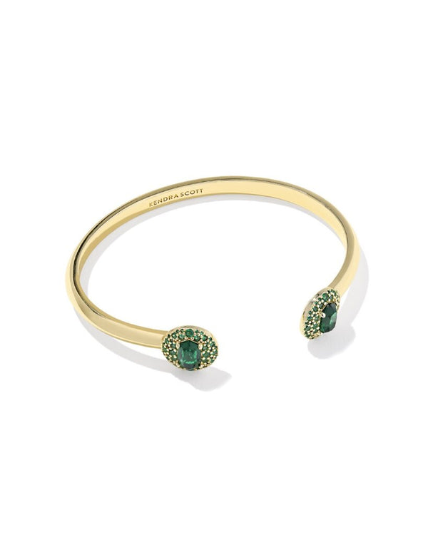Kendra Scott Bella Gold Cuff Bracelet - Dark Green Crystal