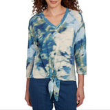 Skye's The Limit Womens Floral Tie Front 3/4 Sleeve Top