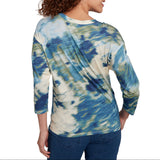 Skye's The Limit Womens Floral Tie Front 3/4 Sleeve Top