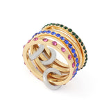 Kurt Geiger Gemstone Linked Ring Set