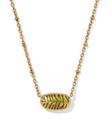 Kendra Scott Tiger Striped Elisa Vintage Gold Short Pendant Necklace - Green Mother of Pearl