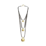 UNOde50 Triple Leather Gold Alloy Ball Necklace