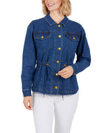 Ruby Rd. Womens Drawstring Waist Denim Jacket