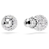 Swarovski Dextera Stud Earrings - Round Cut, White, Rhodium Plated