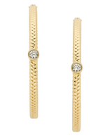 Lauren Ralph Lauren Gold Tone Herringbone Cubic Zirconia Hoop Earrings