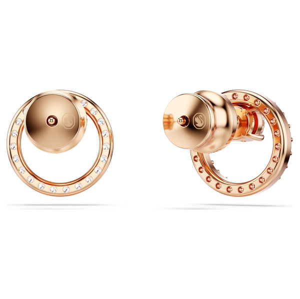 Swarovski Constella Stud Earrings - Round cut, White, Rose gold-tone plated