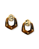 Kendra Scott Embry Gold Open Frame Earrings - Tiger's Eye