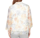 Ruby Rd. Womens Lace Floral Two In One Top With Necklace
