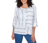 Ruby Road Womens Spliced Jacquard Stripe Top
