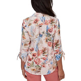 Alfred Dunner Womens Botanical Butterfly Button Front Top
