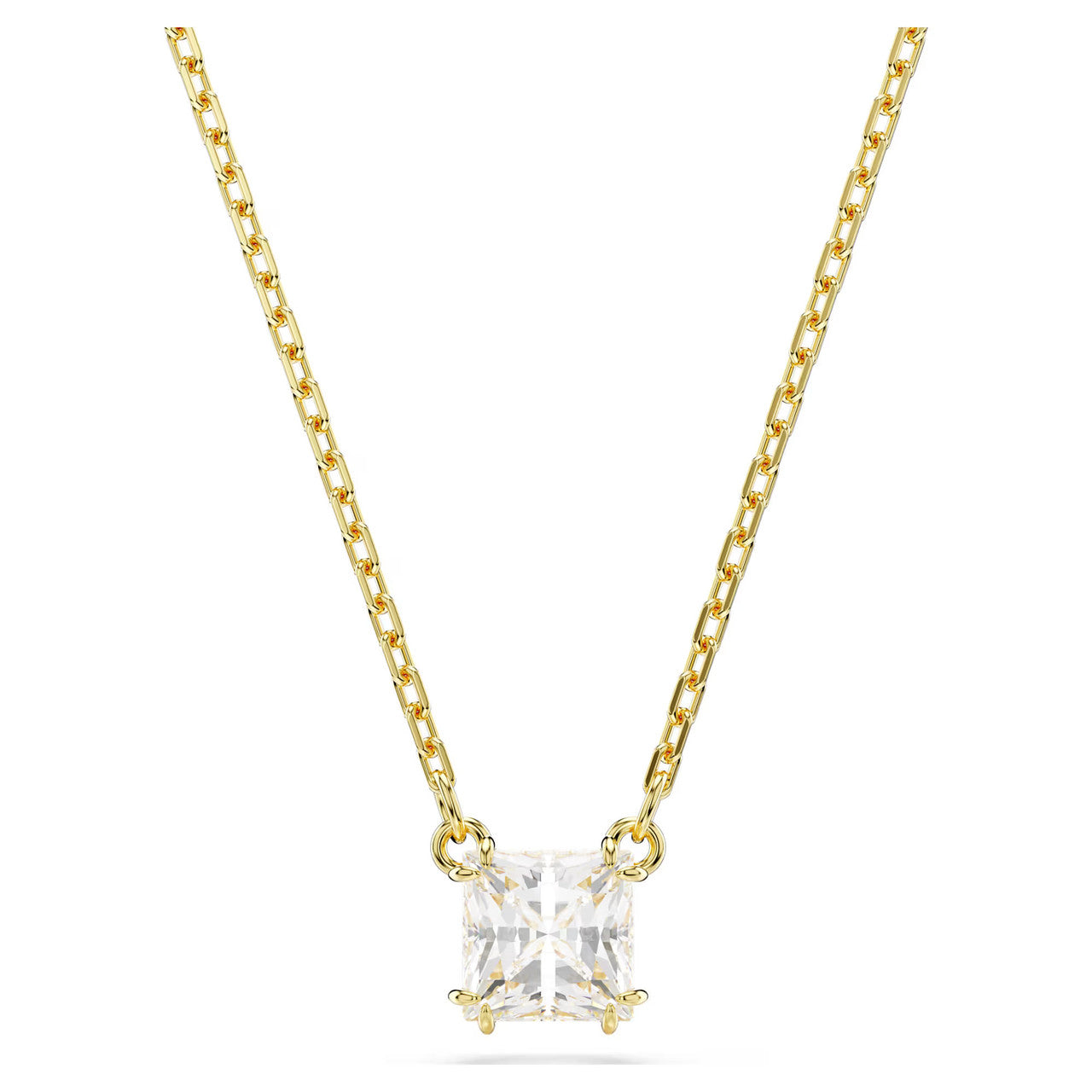 Swarovski Stilla Attract Pendant Necklace - Square Cut, White, Gold-Tone Plated