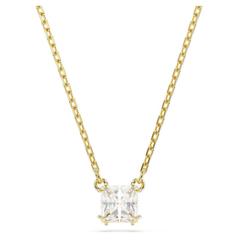 Swarovski Stilla Attract Pendant Necklace - Square Cut, White, Gold-Tone Plated