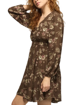 Lucky Brand Womens Long Sleeve Smocked Wasit Mini Dress