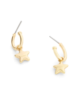 COACH Gold Star Huggie Drop Earrings