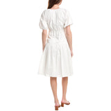 Brooks Brothers Womens Poplin Smocked Puff Sleeve Dress