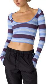 Free People Womens Flash Line Striped Layer Long Sleeve Shirt