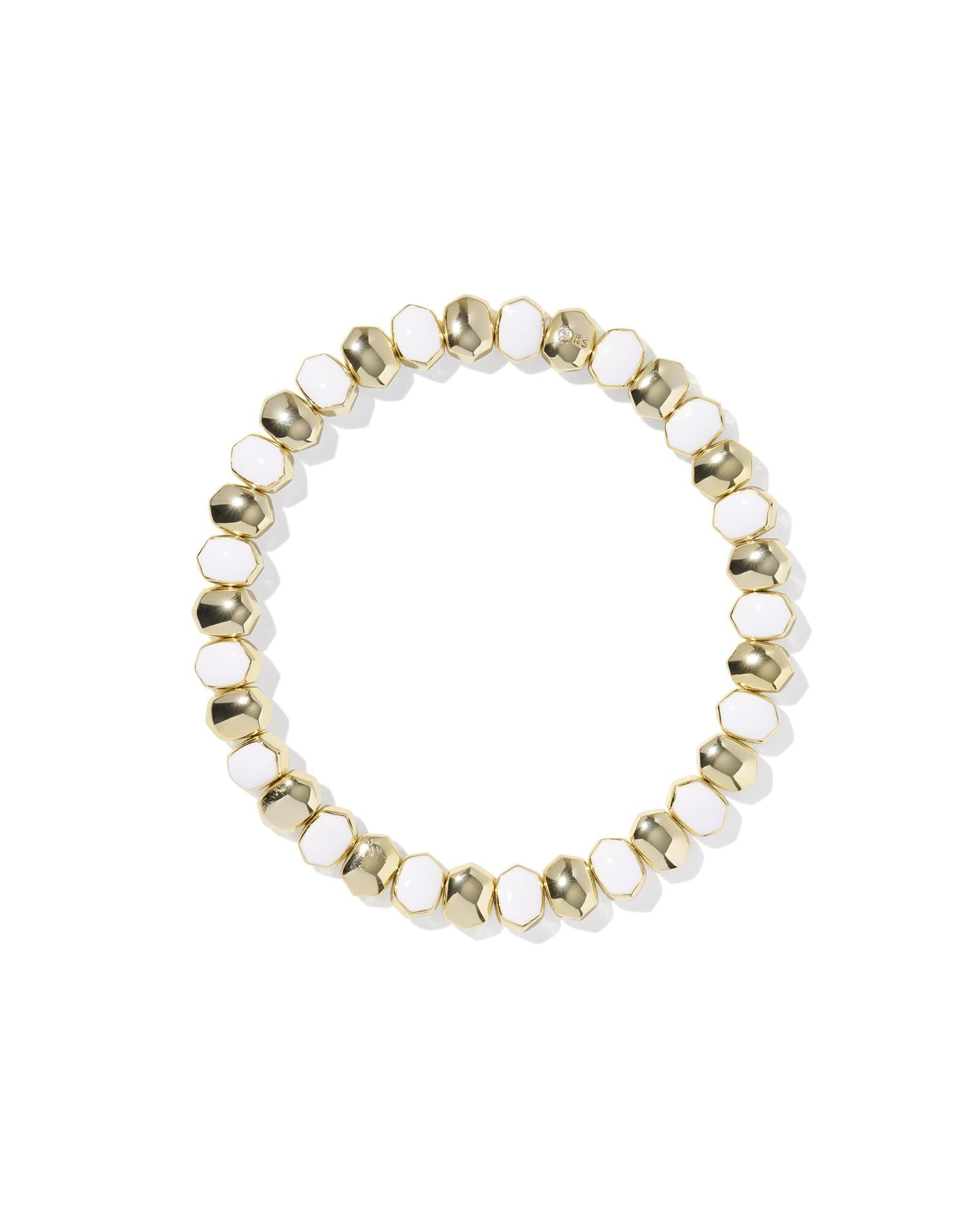 Kendra Scott Daphne White & Gold Enamel Stretch Bracelet