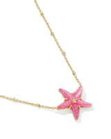Kendra Scott Parker Starfish Gold Short Pendant Necklace - Bright Pink Mother Of Pearl