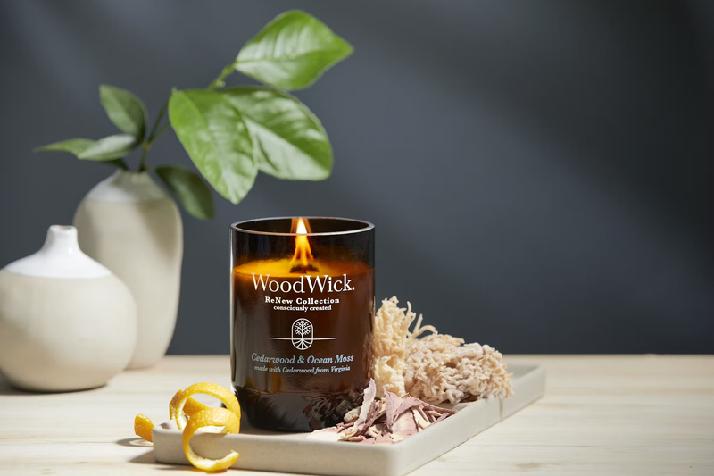 WoodWick Large ReNew Candle - Cedarwood & Ocean Moss