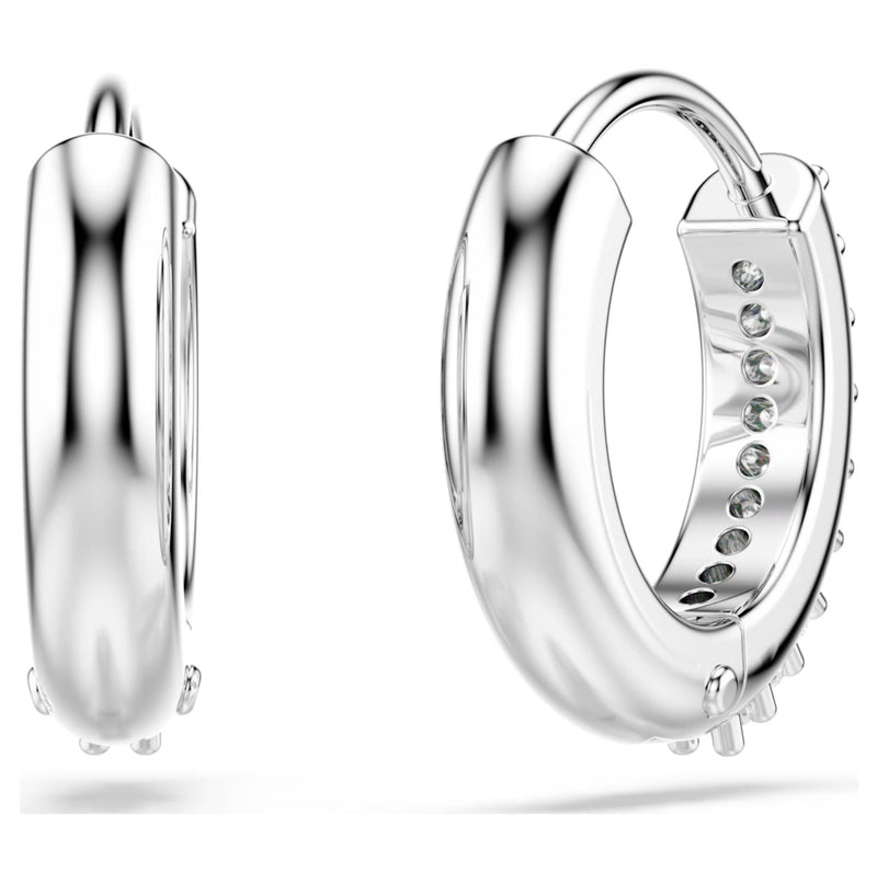 Swarovski Matrix Hoop Earrings - Round cut, White, Rhodium plated
