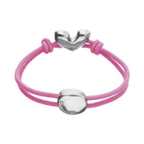 UNOde50 Pink Elastic Thread Silver Heart Charm Bracelet - Medium