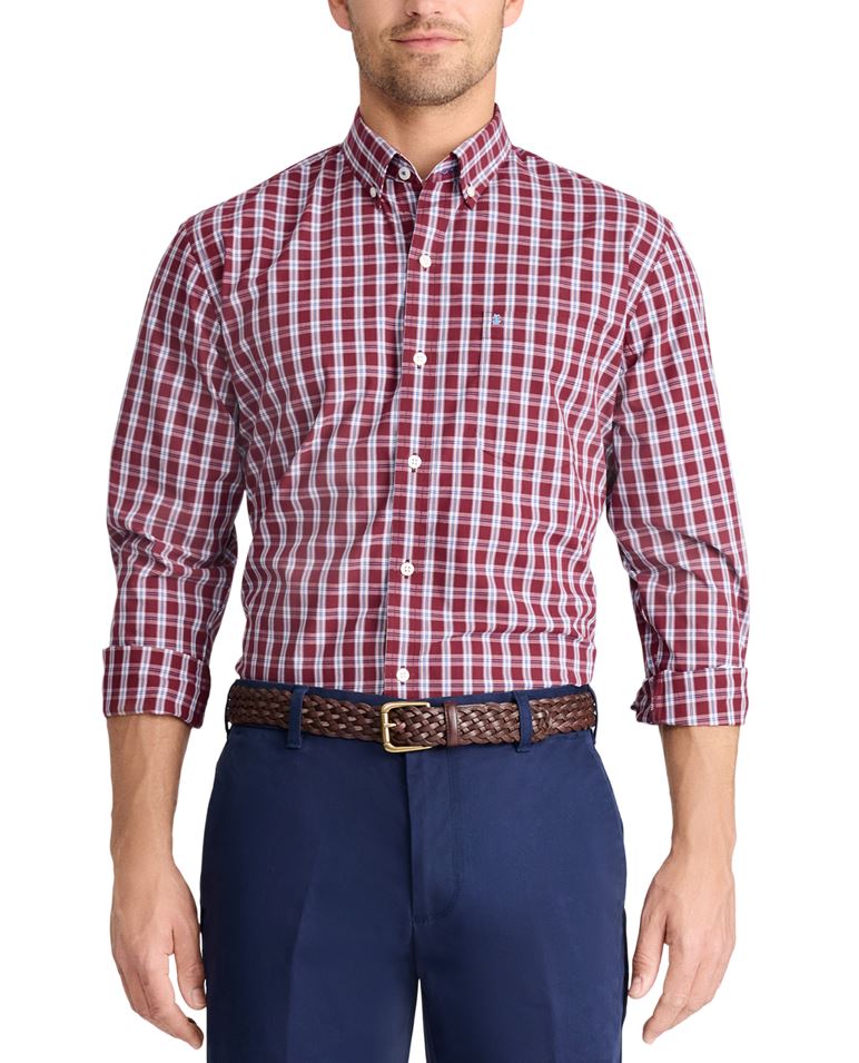 IZOD Mens Performance Comfort Long Sleeve Button Down Shirt