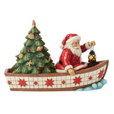 Enesco Jim Shore Heartwood Creek Santa In Boat with Tree Figurine