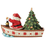 Enesco Jim Shore Heartwood Creek Santa In Boat with Tree Figurine