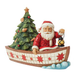 Enesco Jim Shore Heartwood Creek Santa In Boat with Tree Figurine
