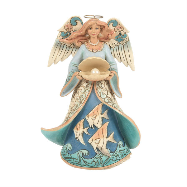 Enesco Jim Shore Heartwood Creek Angel Holding Shell Figurine