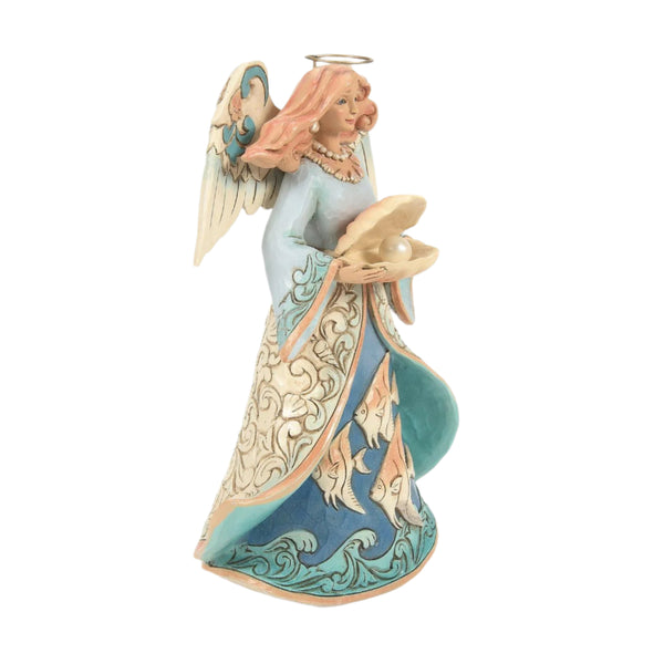 Enesco Jim Shore Heartwood Creek Angel Holding Shell Figurine