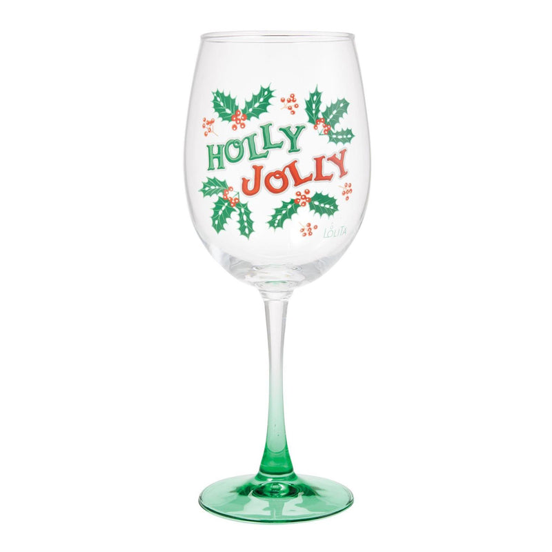 Enesco Lolita Celebrations Holly Jolly Wine Glass