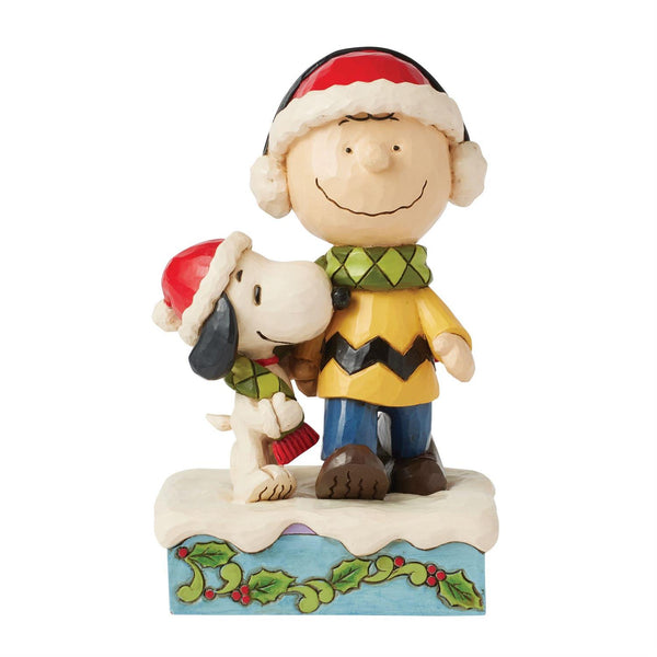 Enesco Peanuts by Jim Shore Charlie & Snoopy Wearing Scarf Figurine